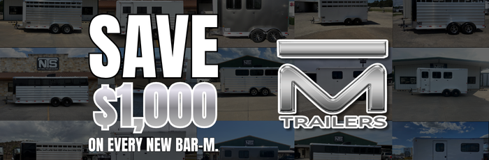 Save $1,000 on New Bar-M Trailers in Salado, TX | National Trailer Source Show more lines Save $1,000 on every new Bar-M horse and livestock trailer at National Trailer Source in Salado, Texas.